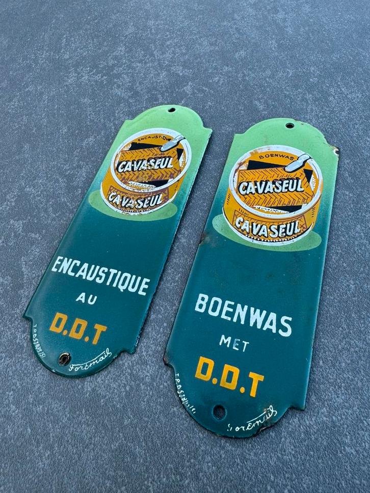 Duo van deurpostjes CA-VA-SEUL, Verzamelen, Merken en Reclamevoorwerpen, Gebruikt, Reclamebord, Ophalen of Verzenden