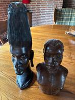 Afrikaanse kunst, buste vrouw en man, in bezit 1961!, Ophalen of Verzenden