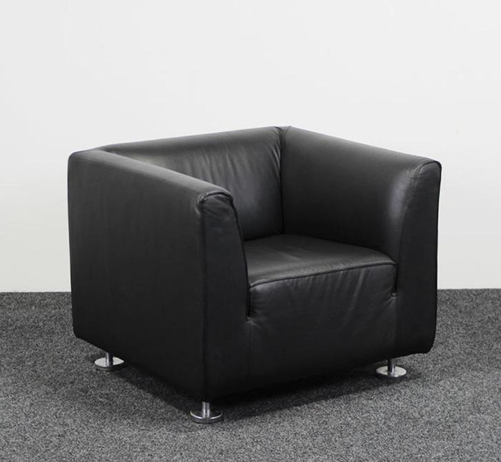 Gelderland 4800 Fauteuil - Zwart Leer, Huis en Inrichting, Fauteuils, Gebruikt, Leer, 75 tot 100 cm, Ophalen