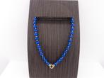 Lapis Lazuli collier met gouden slot en bolletjes         D1, Gebruikt, Blauw, ., Ophalen of Verzenden