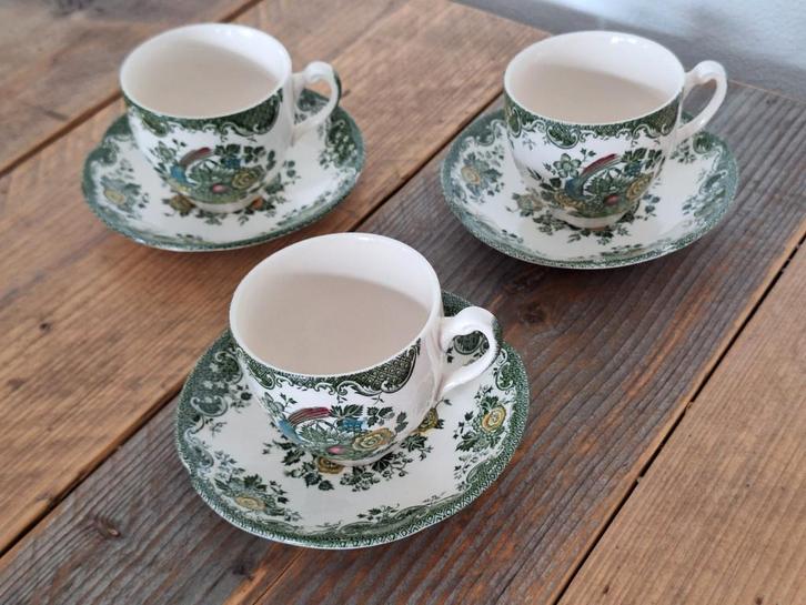 3x Bird of Paradise kop en schotel - Johnson Bros, Huis en Inrichting, Keuken | Servies, Gebruikt, Kop(pen) en/of Schotel(s), Overige stijlen