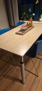 Stevige in hoogte verstelbare tafel – berken blad 160x80 cm, Ophalen, Zo goed als nieuw, Bureau