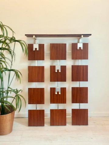 Vintage wandkapstok teak chroom jaren 60 beschikbaar voor biedingen