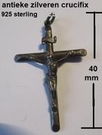antieke zilveren, 9215 sterling, crucifix  40 mm. groot, Hanger, Ophalen of Verzenden, Zilver
