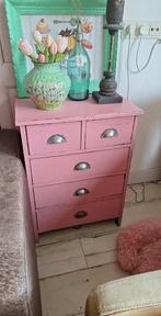 stevig oude roze kastje met 4 laadjes, Gebruikt, 3 of 4 laden, Minder dan 100 cm, 25 tot 50 cm