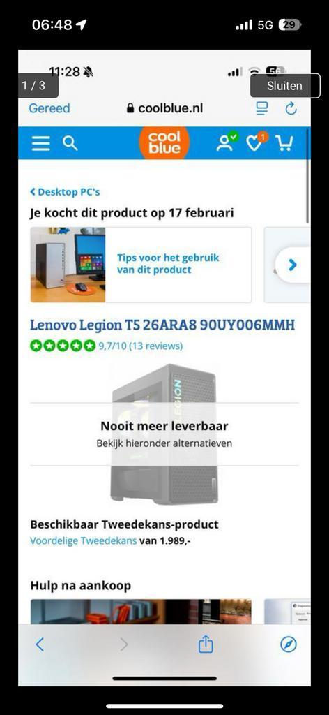 Lenovo Legion NVIDIA 4070 TI, Computers en Software, Desktop Pc's, Zo goed als nieuw, Gaming, Ophalen of Verzenden