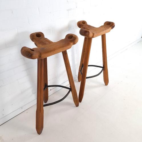 2x vintage brutalist barkruk, Antiek en Kunst, Antiek | Meubels | Stoelen en Banken, Ophalen