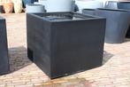 Grote vierkante bloembak Fiberstone antraciet 82x82 cm