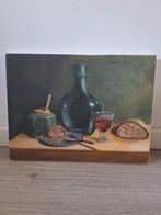 Stilleven met Brood, Wijn en Fles, Ophalen of Verzenden
