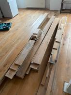 Massief eiken hout plankenvloer, Doe-het-zelf en Verbouw, Hout en Planken, Gebruikt, Minder dan 25 mm, Eiken, Ophalen of Verzenden