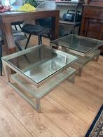 2 Belgo Chrom G vorm tafel 23K vergulde salontafel, Huis en Inrichting, Tafels | Salontafels, Ophalen, Gebruikt, 100 tot 150 cm