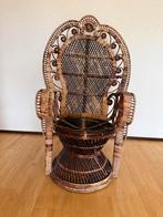Vintage Pauwenstoel - 125cm hoog, Huis en Inrichting, Stoelen, Ophalen, Gebruikt, Bruin, Riet of Rotan