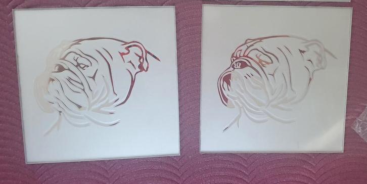 Bulldog Spiegeltjes - Set van 4, Huis en Inrichting, Woonaccessoires | Schilderijen, Tekeningen en Foto's, Zo goed als nieuw, Overige typen