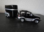 Jeep met terugloop mechanisme, paardentrailer en 2 paarden, Kinderen en Baby's, Speelgoed | Speelgoedvoertuigen, Ophalen, Zo goed als nieuw