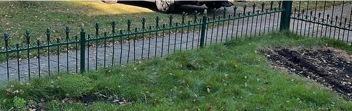 Ijzeren hekwerk met poort, Tuin en Terras, Tuinhekken en Hekwerk, Gebruikt, Sierhekwerk, IJzer, Met poort, Ophalen