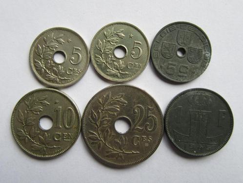 België 5 verschillend partijtjes centimes / francs 1908-1987, Postzegels en Munten, Munten | Europa | Niet-Euromunten, Setje, België