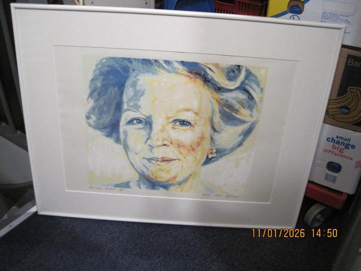 zeefdruk beatrix 91 bij 71 cm (370), Antiek en Kunst, Kunst | Litho's en Zeefdrukken, Ophalen