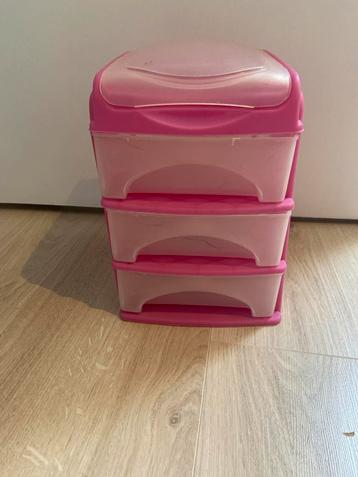 Roze opbergkastje met 3 lades beschikbaar voor biedingen