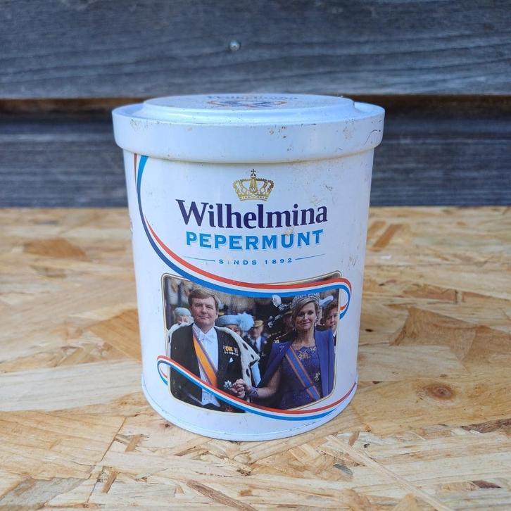 Blik Wilhelmina pepermunt uit 2014, Verzamelen, Blikken, Gebruikt, Overige, Overige merken, Ophalen of Verzenden