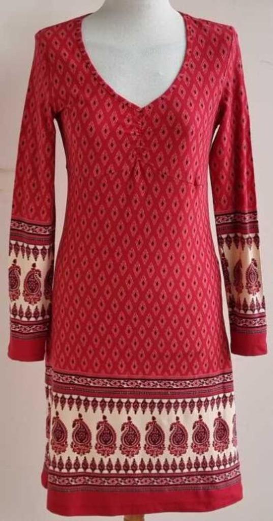 Boysen’s stretchy rood jurkje met print mt. 38, Kleding | Dames, Jurken, Zo goed als nieuw, Maat 38/40 (M), Rood, Ophalen of Verzenden