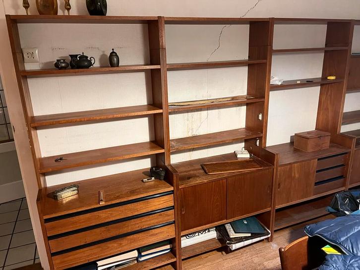 Poul Cadovius KLM/DECO Systeemkast 1960s teak fineer, Huis en Inrichting, Kasten | Wandmeubels, Gebruikt, 200 cm of meer, 300 cm of meer