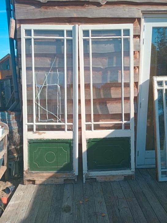 serre deuren en ramen kozijnen oude stijl, Doe-het-zelf en Verbouw, Glas en Ramen, Gebruikt, Gevelraam of Ruit, 160 cm of meer