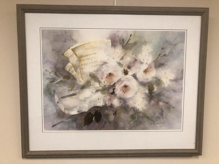 Ingelijste aquarel met bloemen van Jan Kooistra, 71x65 cm, Antiek en Kunst, Kunst | Tekeningen en Foto's, Ophalen of Verzenden