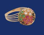 Grote 18 karaat Gouden Ring Damesring met Edelstenen M19, Jw, Verzenden, 19 tot 20, Nieuw