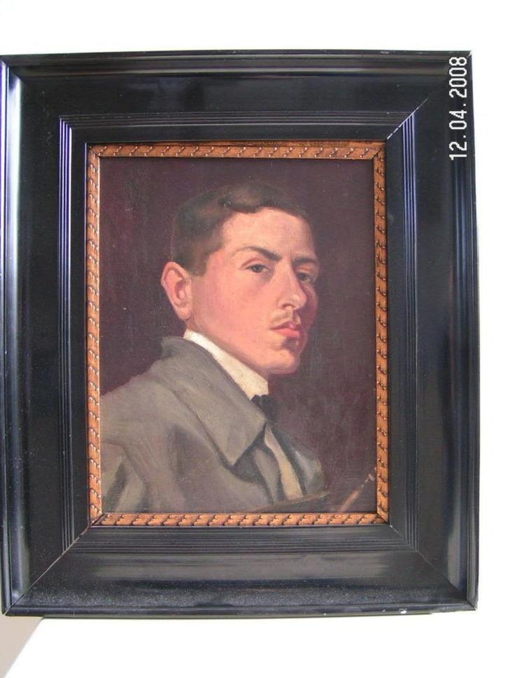 Hubert Bekman olieverf op bord (paneel) Zelfportret uit 1940, Antiek en Kunst, Kunst | Schilderijen | Klassiek, Ophalen of Verzenden