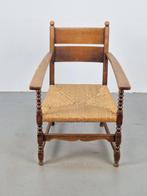 Vintage Bobbin stoel eik hout biezen ’30 Japandi Authentiek, Huis en Inrichting, Riet of Rotan, Ophalen of Verzenden, Bobbin vintage