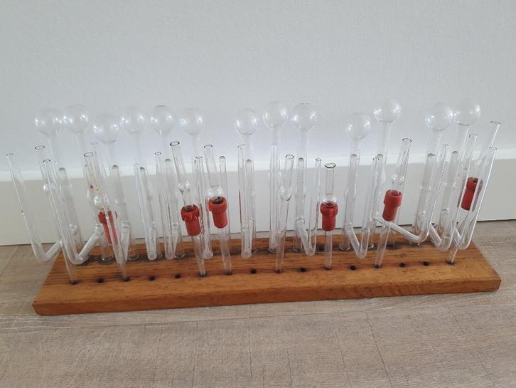 antiek scheikundige lesplank met Scheikunde Glas 1907 €89!, Antiek en Kunst, Antiek | Glas en Kristal, Ophalen of Verzenden