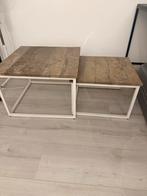 Set van 2 houten salontafeltjes, Huis en Inrichting, Tafels | Salontafels, Ophalen, Gebruikt, Vierkant, 50 tot 100 cm