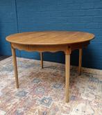 Vintage Ronde Eettafel Deens Design, 100 tot 150 cm, Rond, Gebruikt, Eikenhout