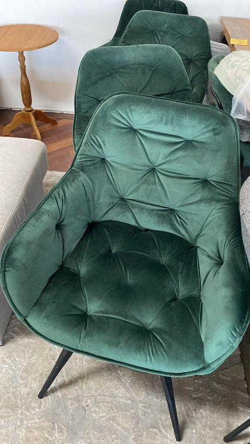 3 stoelen velvet groen gecapitonneer hoge korting, Huis en Inrichting, Stoelen, Nieuw, Drie, Stof, Overige kleuren, Ophalen