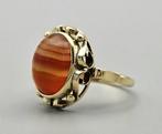 Gouden antieke ring met edelsteen streepagaat. 2025/334., Ophalen of Verzenden, Goud, Ring, Met edelsteen