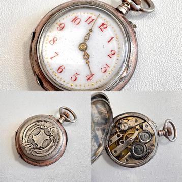 Antiek zilveren dames zakhorloge | mooi gegraveerd beschikbaar voor biedingen