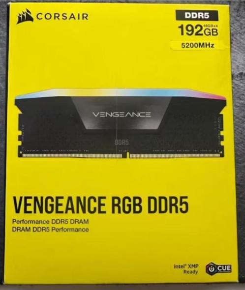 Corsair Vengeance RGB 192GB(4x48GB) DDR5 5200Mhz Intel Nieuw, Computers en Software, RAM geheugen, Nieuw, Desktop, 32 GB, DDR5