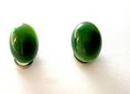 Mooie 925 zilveren oorbellen clips met prachtige jade steen, Sieraden, Tassen en Uiterlijk, Oorbellen, Ophalen, Zo goed als nieuw