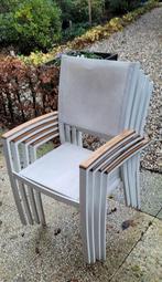 4 Terrasstoelen Stapelbaar Aluminium frame, Tuin en Terras, Tuinstoelen, Ophalen, Aluminium, Stapelbaar