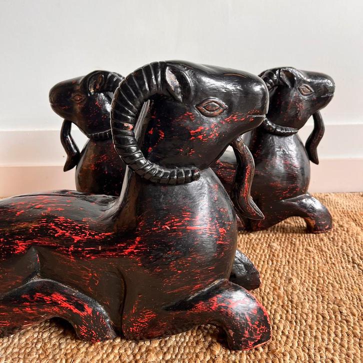 Double Ramshead coffee table salontafel steunen vintage, Antiek en Kunst, Antiek | Meubels | Tafels, Ophalen