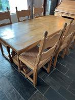 Eiken Eettafel met 6 Stoelen, Ophalen, Gebruikt, 100 tot 150 cm, Eikenhout