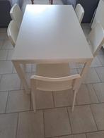 Te koop witte eettafel met 5 stoelen, Huis en Inrichting, 4 tot 6 stoelen, Zo goed als nieuw, Ophalen