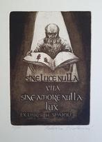 Exlibris K. Smetanova, lezende oude man en muizen, Antiek en Kunst, Verzenden