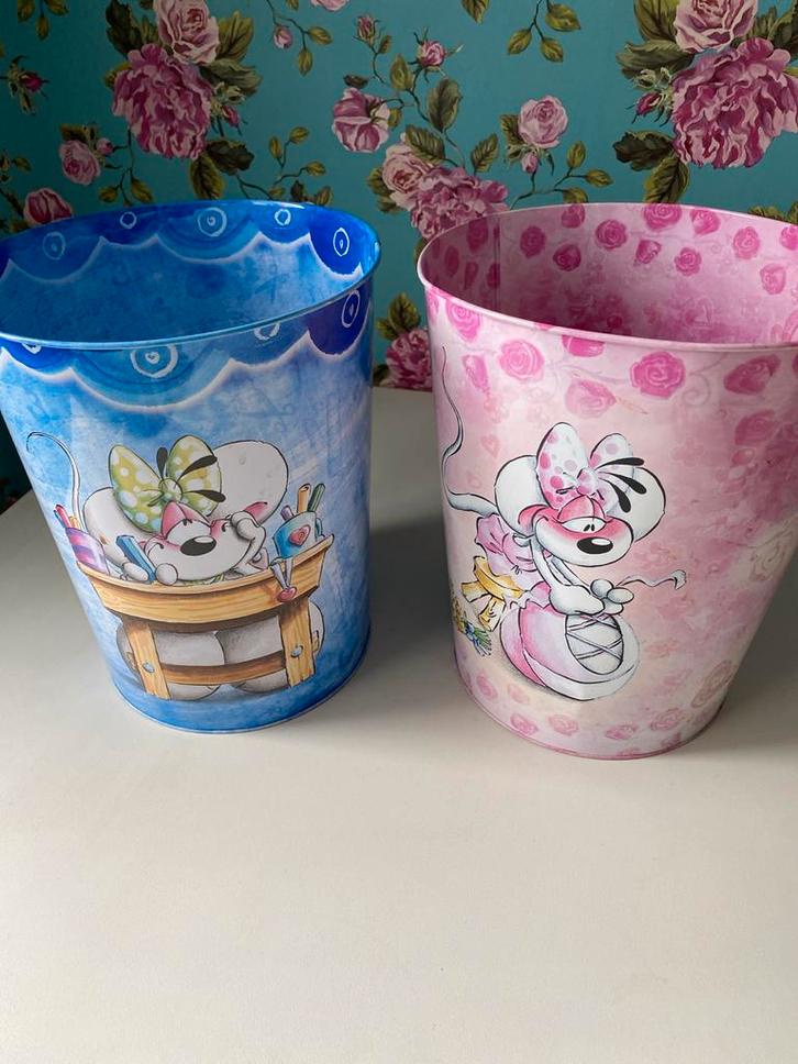Diddl Prullenbakken - Set van 2!, Huis en Inrichting, Woonaccessoires | Prullenbakken, Zo goed als nieuw, Metaal, Minder dan 50 cm