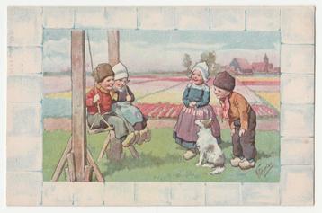 Feiertag.  Kinderen op een schommel.  Illustrateurs.  1932. beschikbaar voor biedingen