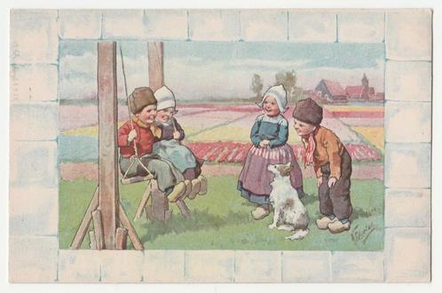 Feiertag.  Kinderen op een schommel.  Illustrateurs.  1932., Verzamelen, Ansichtkaarten | Themakaarten, Gelopen, 1920 tot 1940