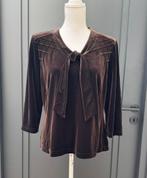Vintage Edgar Vos fluwelen blouse mt 40 / 42, Bruin, Maat 42/44 (L), Zo goed als nieuw, Edgar Vos