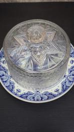 Antieke glazen STOLP van Persglas met DELTS Blauw BORD, Antiek en Kunst, Ophalen of Verzenden