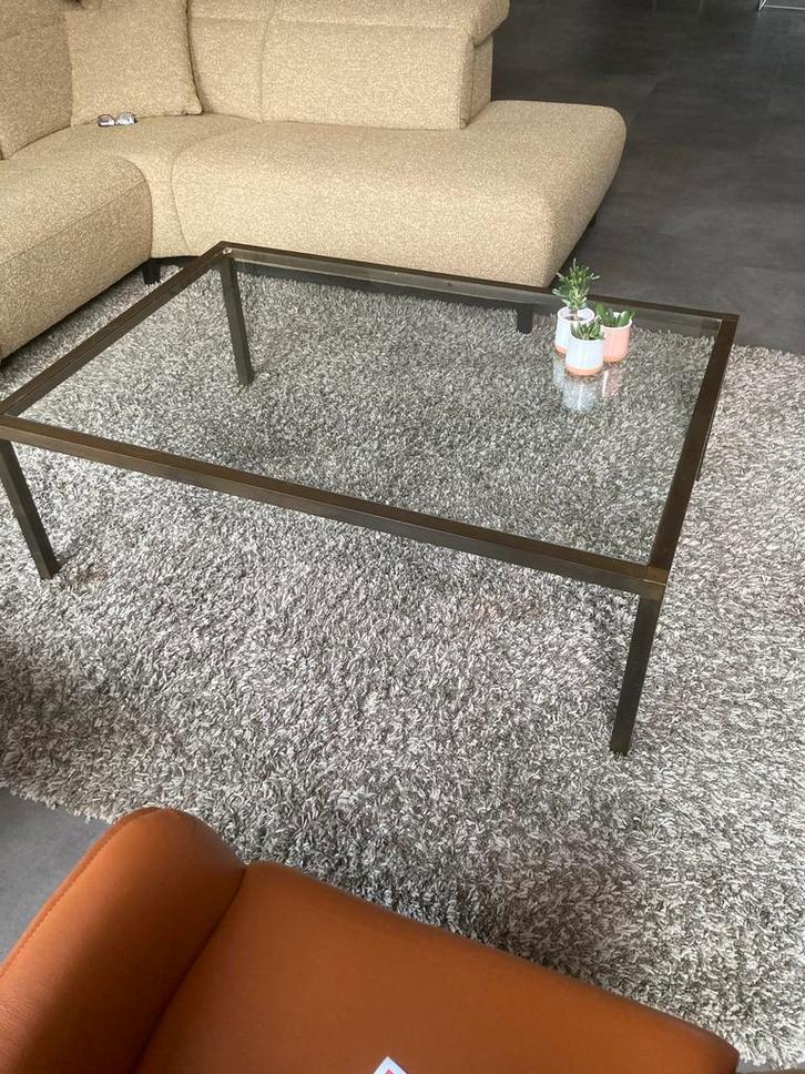 Stijlvolle Salontafel met Glasplaat, Huis en Inrichting, Tafels | Salontafels, Gebruikt, Minder dan 50 cm, 50 tot 100 cm, 100 tot 150 cm