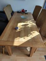 6 persoons tafel met Loom rotan stoelen, Huis en Inrichting, Tafels | Eettafels, Ophalen, Gebruikt, Eikenhout, 200 cm of meer